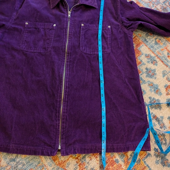 90s/Y2K Faded Glory Womens Medium Corduroy Dark Purple Zip Shirt Jacket Shacket - Picture 7 of 8